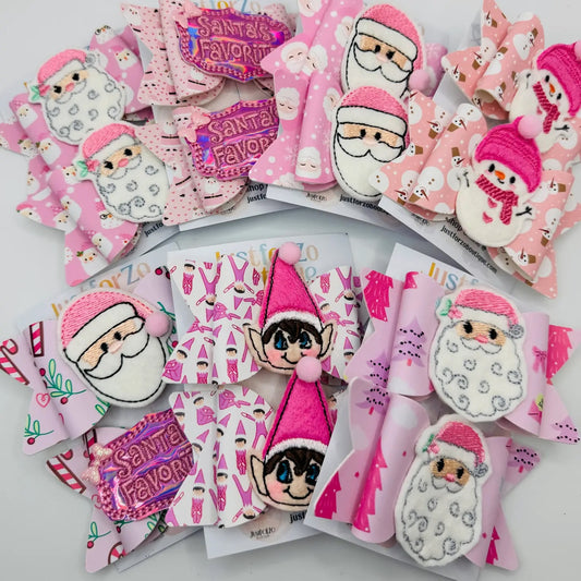 Pinkmas Pigtail Bow Set