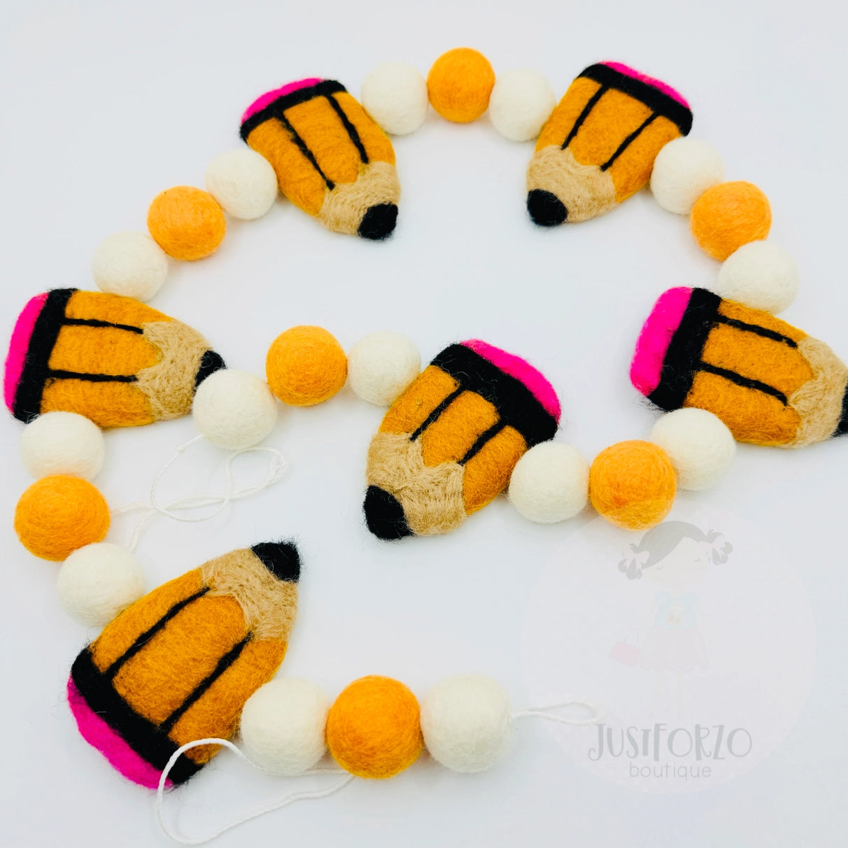 Back to School Pencil Felt Ball Wool Garland - Teachers