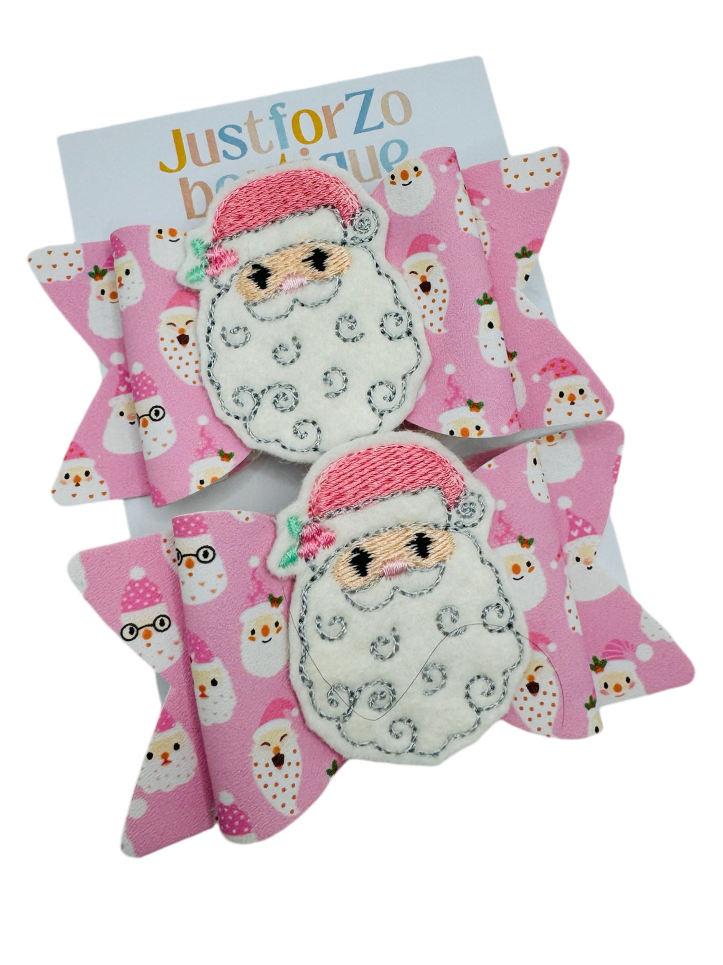 Pastel Santa Pigtail Bow Set, Christmas.