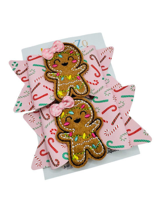 Gingerbread Cutie Pigtail Bow Set, Christmas.