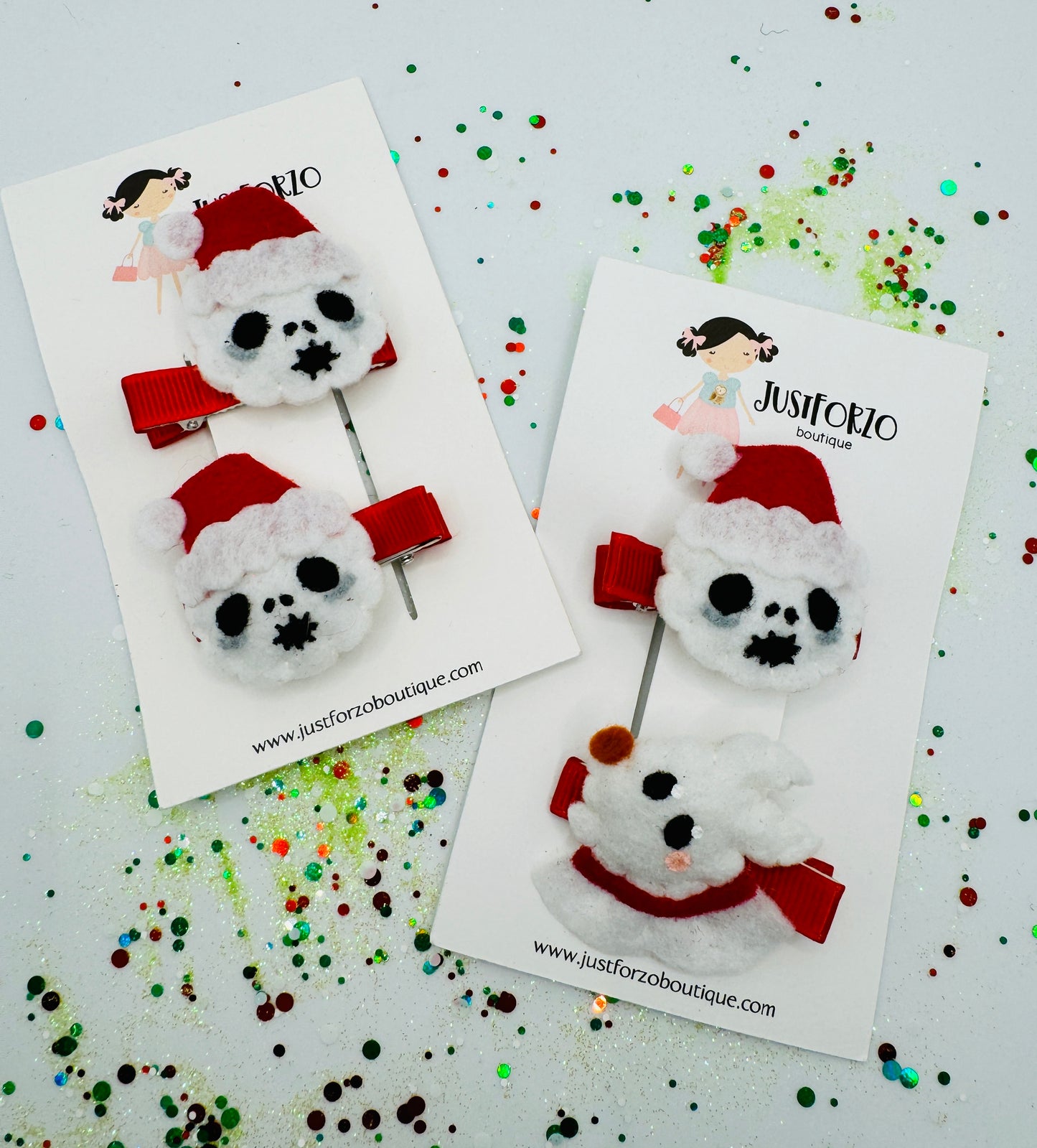 Christmas Spooky Santa Feltie Hair Clip Set