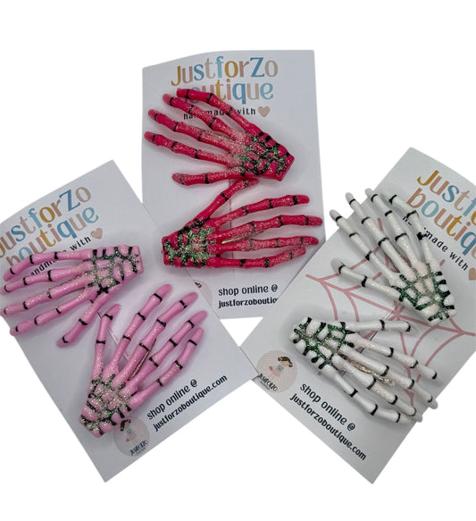 Sparkling Skeleton Hair Clips